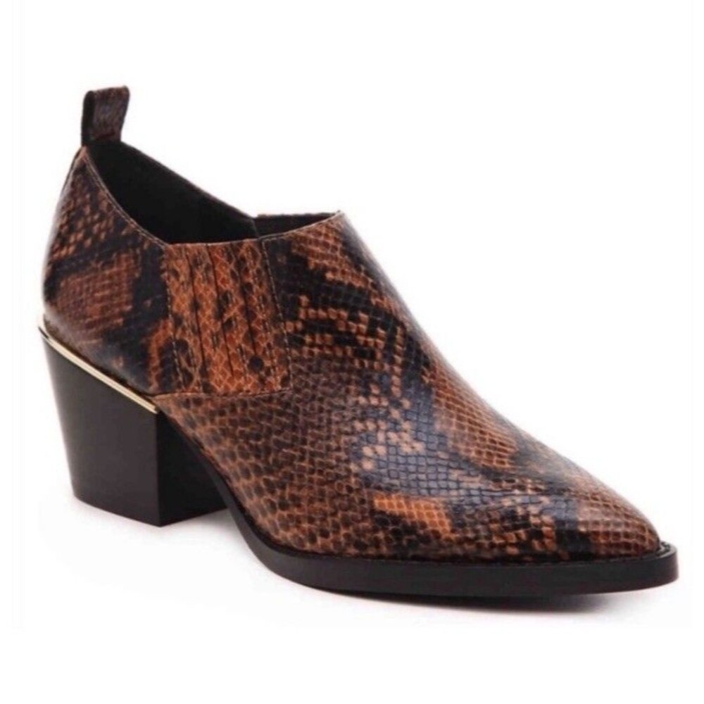 Bleecker & Bond Lydia Brown Snakeskin Ankle Bootie Sz 6 Western Style